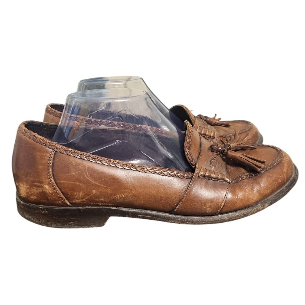 Cole Haan Bragano Brown Leather Tassle Mens Loafers Italy 9